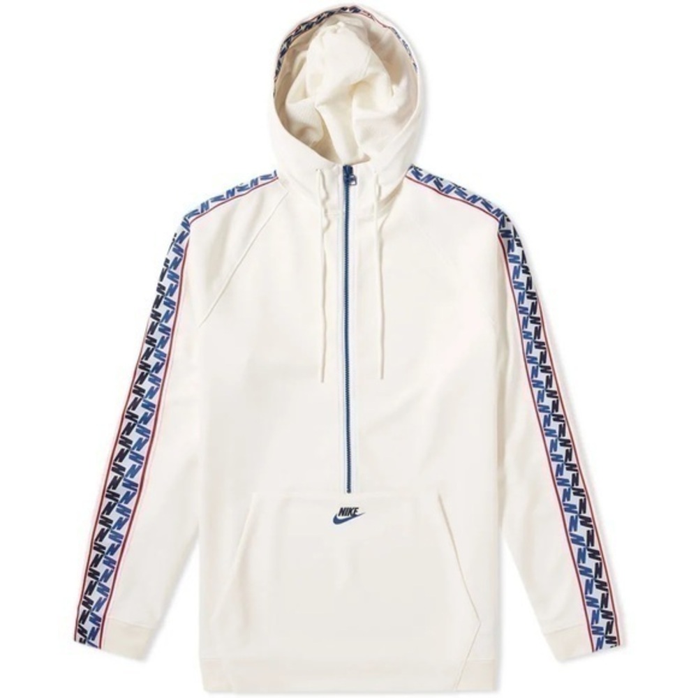 NIKE TAPED POLY HALF ZIP RETRO HOODY MENS SZ XL